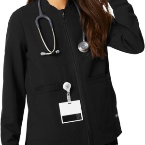 FIGS Bellery Scrub Jacket for Women — Stylish and Classic Fit Bomber Jacket with 7 Pockets and 4 Way Stretch
