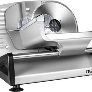 OSTBA SL-518 Electric Deli Food Slicer with Child Lock Protection, Removable 19cm Stainless Steel Blade and Food Carriage, 0-15mm Adjustable Thickness Food Slicer Machine for Meat, Cheese, Bread,150W