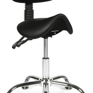 Dunimed Ergonomic Saddle Stool with Backrest Stool for home, work, office Seat & backrest Adjustable in height - Black