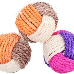 SUNTRADE 6Pcs Cat Toy Sisal Ball Pet Scratching Ball Chew Eco-Friendly Toy Pets Interactive Toy Bite and Wear Resistant(Random Color)
