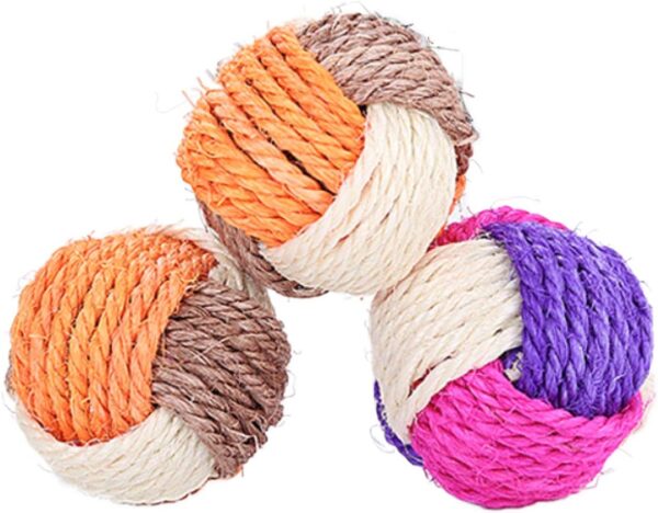 SUNTRADE 6Pcs Cat Toy Sisal Ball Pet Scratching Ball Chew Eco-Friendly Toy Pets Interactive Toy Bite and Wear Resistant(Random Color)