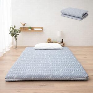 EMOOR Foldable Hybrid Futon Mattress, High-Resilience Urethane Foam 150N with Washable Padded Cover, Single, Tatami Floor Sleeping Mat Pad Topper, Gray