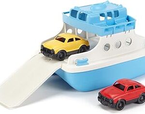 Green Toys Ferry Boat with Mini Cars Bathtub Toy, Blue/White