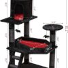 YARUOMY Gothic Cat Tree with Coffin Bed，55" Cat Tower with Spacious Cat Condo，Scratching Posts，Spider Hanging Ball，Multi-Level Cat Activities Furniture for Large Cats, Black Halloween