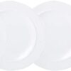 Denby White Porcelain Medium Plates Set of 4 - 24cm Dishwasher Microwave Safe Crockery - Chip & Crack Resistant Glazed Tableware