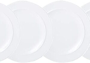 Denby White Porcelain Medium Plates Set of 4 - 24cm Dishwasher Microwave Safe Crockery - Chip & Crack Resistant Glazed Tableware