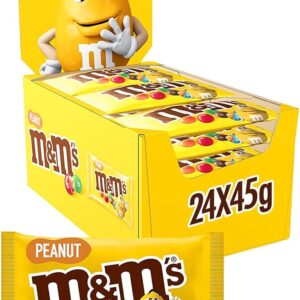 M&M'S Peanut Bulk Box, Milk Chocolate Gifts & Movie Night Snacks, 24 Packs of 45 g
