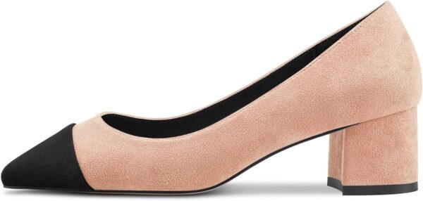 Castamere Women Chunky Block Mid Heel Cap Toe Slip-on Pumps Court Shoe Basic Classic Dress 5 CM Heels