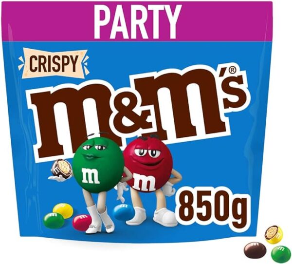 M&M'S Crispy Milk Chocolate Party Bulk Bag, Chocolate Gift & Movie Night Snacks, 850g