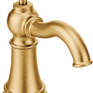 Moen S3945BG Traditional Deck Mounted Kitchen Soap Dispenser with Above The Sink Refillable Bottle, Brushed Gold, 3.69x11.75x5.88