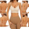 Shewant Low Back Bra for Women Wirefree Seamless Bra Backless Multiway Straps Convertible Halter Bra with Padding Removeable