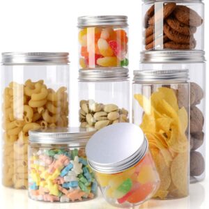 Topmener Storage Jars Plastic Jars with Lids kitchen Food Storage Jars Containers Airtight with Labels for Dry Food Tea Coffee Sugar. 8 Pack (1000ml 500ml 350ml 200ml) - Reusable