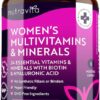 Women's Multivitamins and Minerals - 24 Essential Active Vitamins and Minerals with added Hyaluronic Acid - 180 Vegan Tablets - No Synthetic Fillers or Binders - Made in The UK by Nutravita