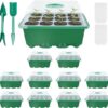 UDODIY 10 Pack Seed Trays Propagators 120 Cells Growing SeedlingTrays Thicken Plant Germination Reusable Kit with Clear Lids Adjustable Humidity Dome for Greenhouse, Garden