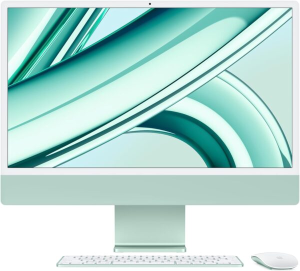 Apple 2023 iMac all-in-one desktop computer with M3 chip: 8-core CPU, 8-core GPU, 24-inch 4.5K Retina display, 8GB unified memory, 256GB SSD storage, matching accessories. Works with iPhone; Green
