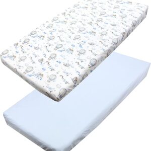 TupTam baby fitted sheet children fitted sheet for baby bed cot pack of 2, Air Balloon Blue, 70 x 140 cm