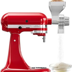 EASCANDY All Metal Grain Mill Attachment Fit for KitchenAid Stand Mixer, 12-Level Adjustable Mill Grain Accessories Fit for Kitchenaid, for Freshly Ground Grains, Coffee Beans, Nuts, Spices, Cereal
