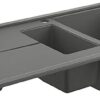 GROHE K400 - Quartz Composite Kitchen Sink with Drainer (Reversible Top Mount, Overflow and Automatic Waste Fitting, 1 Bowl 335x420x2.05mm, 0.5 Bowl 155x295x146mm), 100x50 cm, Granite Gray, 31642AT0 [Energy Class B]