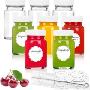 8pcs 2oz Glass Juice Bottles with Lids and Labels, Reusable Small Clear Jar for Juice, Ginger, Wellness Shot, Sample, Travel Portable Mini Bottles with Wide Mouth, Leakproof, Dishwasher Safe Brand: Showvigor