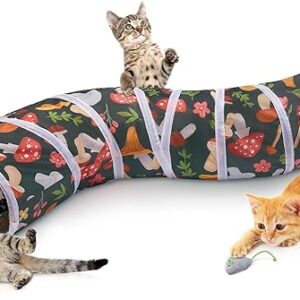Glittme Cat Tunnel, Cat Tunnels for Indoor Cats, S-Shape Peekaboo Cat Cave with Cat Toys, Foldable Cat Tubes and Tunnels for Cats, Rabbit, Puppy, Guinea Pig