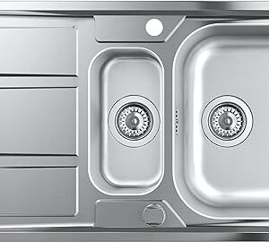 GROHE K400 | 1.5 bowl | Kitchen Sink - top mount, reversible, automatic bowl draining | included: waste pipe set, basket strainer, mounting kit | Stainless steel| 31567SD0
