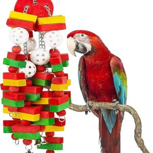 Jijizhazha Extra Large Bird Parrot Toys，Nature Durable Wood Blocks Bird Chewing Toys， Perfect for Cockatoos、African Grey Amazon Parrots、Large Medium Parrot Birds