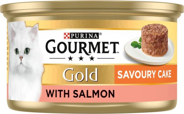 Gourmet Gold Tinned Cat Food Savoury Cake Salmon 85g, Pack of 12