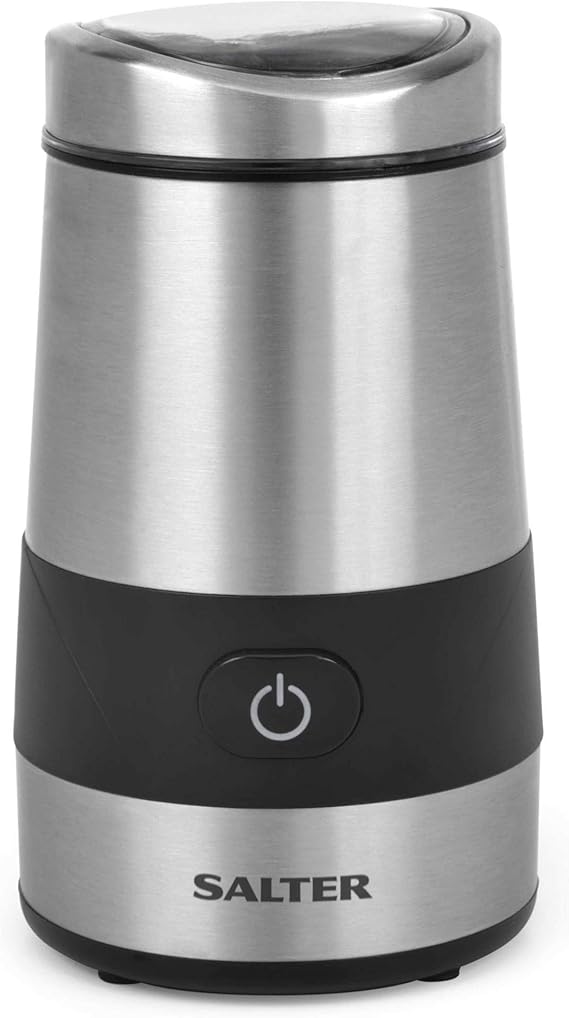 Salter EK2408 Coffee Maker to Go Personal Filter Coffee Machine & EK2311 Electric Kitchen Coffee and Spice Grinder, 60 g, 200 W, Stainless Steel, One Touch Button, Transparent Lid, Silver