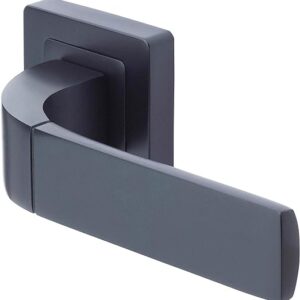 Yale Bologna Matt Black Door Handle for Indoor Wooden Door, Stylish Modern Easy Fit Handle with All Fixtures Supplied, Euro Profile Cylinder Keyhole Cover Included