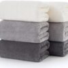 Lumimi Towels 6 Piece Multicolour Soft Microfiber Bath Towel Set Incredibly Absorbent Lightweight Quick Dry and Durable, 55" L x 27" W, 6 Pack White Dark Light Grey