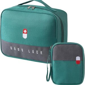 SamHeng 2 Pcs First Aid Bags, Portable Empty Medical Medicine Bag Small/Large First Aid Emergency Organizer Bags, Reusable Rescue Bag for Camping Hiking Outdoor Activities Travel Work Bags (Greem)