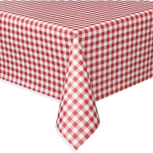 Unique Red Gingham Pattern Rectangular Plastic Table Cover (137cm x 274cm) 1 Piece - Ideal for Parties and Events