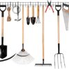 zacurter Garden Tool Rack Garage Tool Organizer Wall Mount Garden Tool Holder Yard Tool Hangers Heavy-Duty Hook Wall Storage Rack Holds Garden Tools, Shovels, Rakes, Hoses, Ropes (64 inches/160cm)