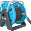 Flopro-EVERYDAY garden hose reel 20m: 2-in-1 ideal as free standing or wall mounted hose reel. Robust frame for stability. Complete with SUPERGRIP hose pipe connector set & nozzle- Fits all brands