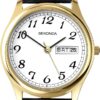 Sekonda Mens 38mm Hughes Gold Classic Quartz Watch with Day Date Function and Black Leather Strap