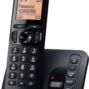 Panasonic KX-TGC220EB DECT Cordless Phone with Answering Machine, 1.6 Inch Easy-to-Read Backlit Display, Nuisance Call Blocker, Hands-Free Speakerphone, ECO Mode - Black, Single Handset Pack