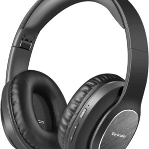 WorWoder 80Hrs Wireless Over Ear Headphones, Bluetooth 5.0 Wireless & Wired Mode, HiFi Stereo Sound with Mic, Lightweight Headset with Deep Bass for Work Travel Online Class (BLACK)