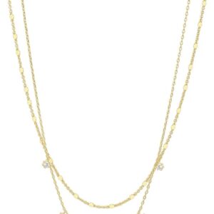 PAVOI 14K Gold Plated Cubic Zirconia Chain Necklace for Women
