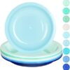 Youngever 9 Pack 20CM Small Plastic Plates, Kids Plates, Re-usable Toddler Plates, Snack Plates,Set of 9 (Coastal)