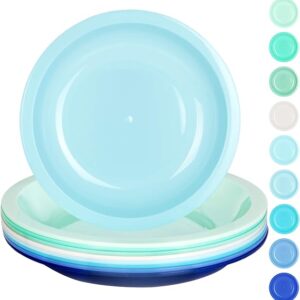 Youngever 9 Pack 20CM Small Plastic Plates, Kids Plates, Re-usable Toddler Plates, Snack Plates,Set of 9 (Coastal)