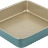 Prestige x Nadiya Square Cake Tins for Baking - Non Stick 9 Inch Cake Tin, Dishwasher Safe Lightweight Steel Bakeware, Teal & Gold