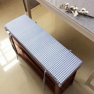 Garden Bench Cushion Premium Foam 2 & 3 Seater Bench Mat Washable Indoor Outdoor Patio Bench Seat Cushion Couch Sofa Pads Patio Furniture Renovation Cushion (150x40x4cm Blue Grid)