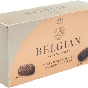 M&S Belgian Flaked Chocolate Truffles in Box, Milk, White & Dark, 200g