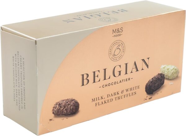 M&S Belgian Flaked Chocolate Truffles in Box, Milk, White & Dark, 200g