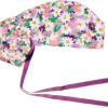 Scrub Cap with Buttons - Cotton Hat with Sweatband, Adjustable Tie Back for Ponytail (Randomly Paired with Hair Ring)