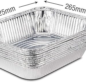 Large Disposable Aluminium Foil Trays Containers for Baking Roasting Broiling Cooking Food Storage & More Gastronorm Half Size Pans 32 x 26 cm Pack of 10