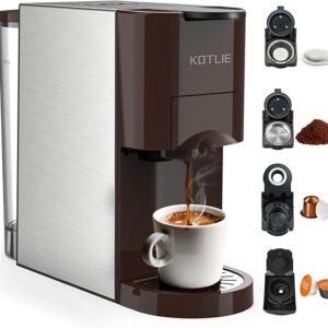 KOTLIE Espresso 4in1 Coffee Machine for Nespresso Original/Dolce Gusto/L’OR/Starbucks/Ground Capsule and ESE Coffee Pods,19 Bar Automatic Coffee Machines…