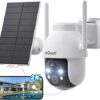 ieGeek 2K Solar Security Camera Outdoor Wireless, 360° Pan Battery Camera with Solar Panel, Wifi CCTV Camera Systems, Color Night Vision, PIR Motion Detection, 2-Way Audio, Works with Alexa