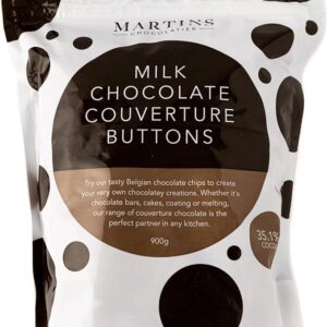 Martins Chocolatier Milk Chocolate Buttons | Belgian Chocolate Chips | Chocolate Callets | Suitable for Chocolate Fountain, Moulding, Baking & Cooking (900 g)
