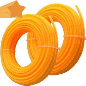 Zeqeey Star Shape Replacement Trimmer Line Nylon Cord for Grass Strimmer Weed Brush Cutter, Length 30m 98ft, Diameter 3.0mm 0.12inch, 2 Rolls Yellow